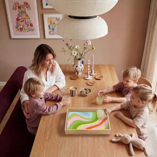 Lijnen - Pasteltinten - Golvend Dienblad Rechthoek middel -sfeer4