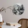 Hut - Grijs - Bergen - Mistig Wandcirkel behangsticker klein -sfeer3