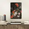 Stilleven met bloemen en een horloge - Schilderij van Abraham Mignon plexiglas 5mm klein -sfeer1