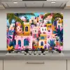 Kleurrijk - Roze - Oranje - Geel - Bloemen keuken achterwand spatscherm klein -3d_website
