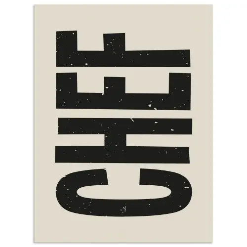 Vintage - Chef - Japandi - Zwart poster papier klein -3d
