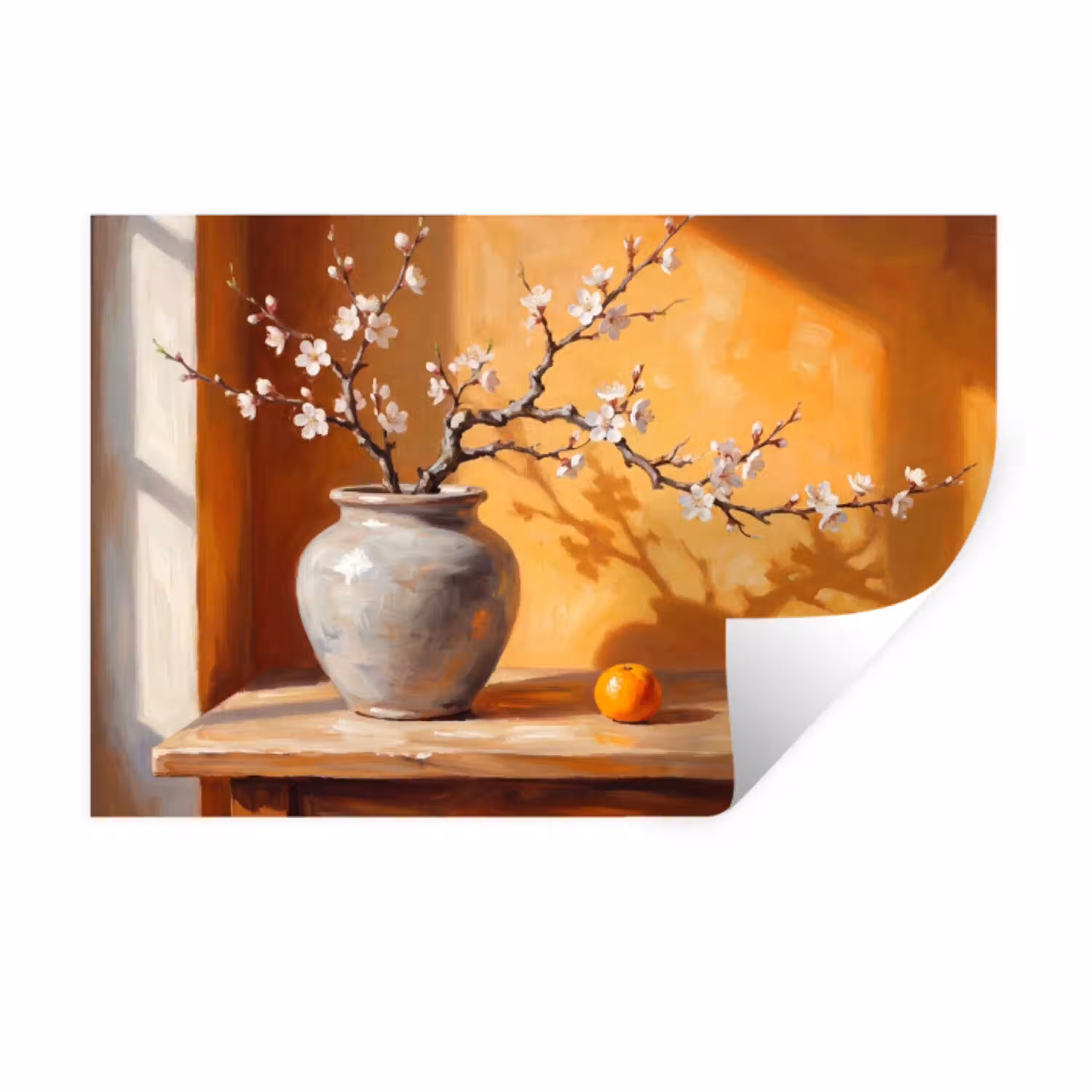 Witte bloemen - Stilleven Muursticker klein -3d