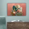 Tropische bladeren - Bloemen - Roze - groen canvas 2cm klein -sfeer4
