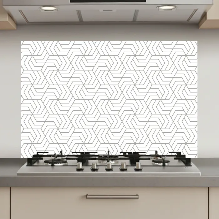 Geometrie - Lijn - Zwart - Wit - Patroon keuken achterwand spatscherm klein 900 -3d_website