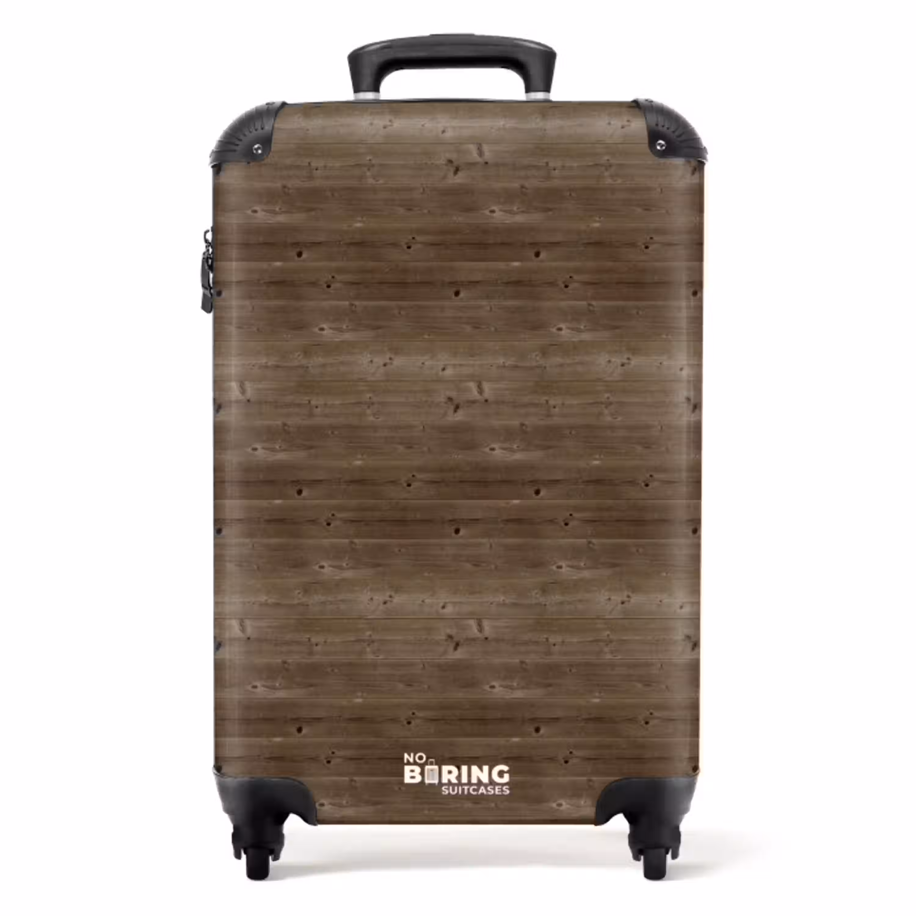 Donkerbruin hout met horizontale nerven en knoesten NBS - Handbagage koffer - Volwassenen Unisex middel -productfoto_recht
