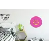 Smiley - Vrolijk - Roze Wandcirkel aluminium klein -kinderkamer