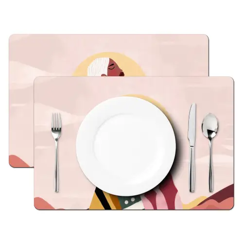 Vrouw - Zon - Kleurrijk Placemat vinyl groot -zzsfeer2_Kitchenyeah-website