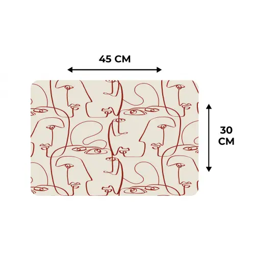 Gezichten - Abstract - Rood - Beige Placemat vinyl groot 368 -specs