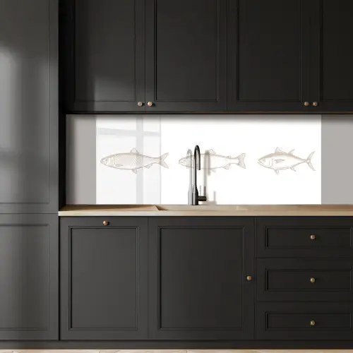 Vissen - Wit - Beige keuken achterwand 2 middel -sfeer1