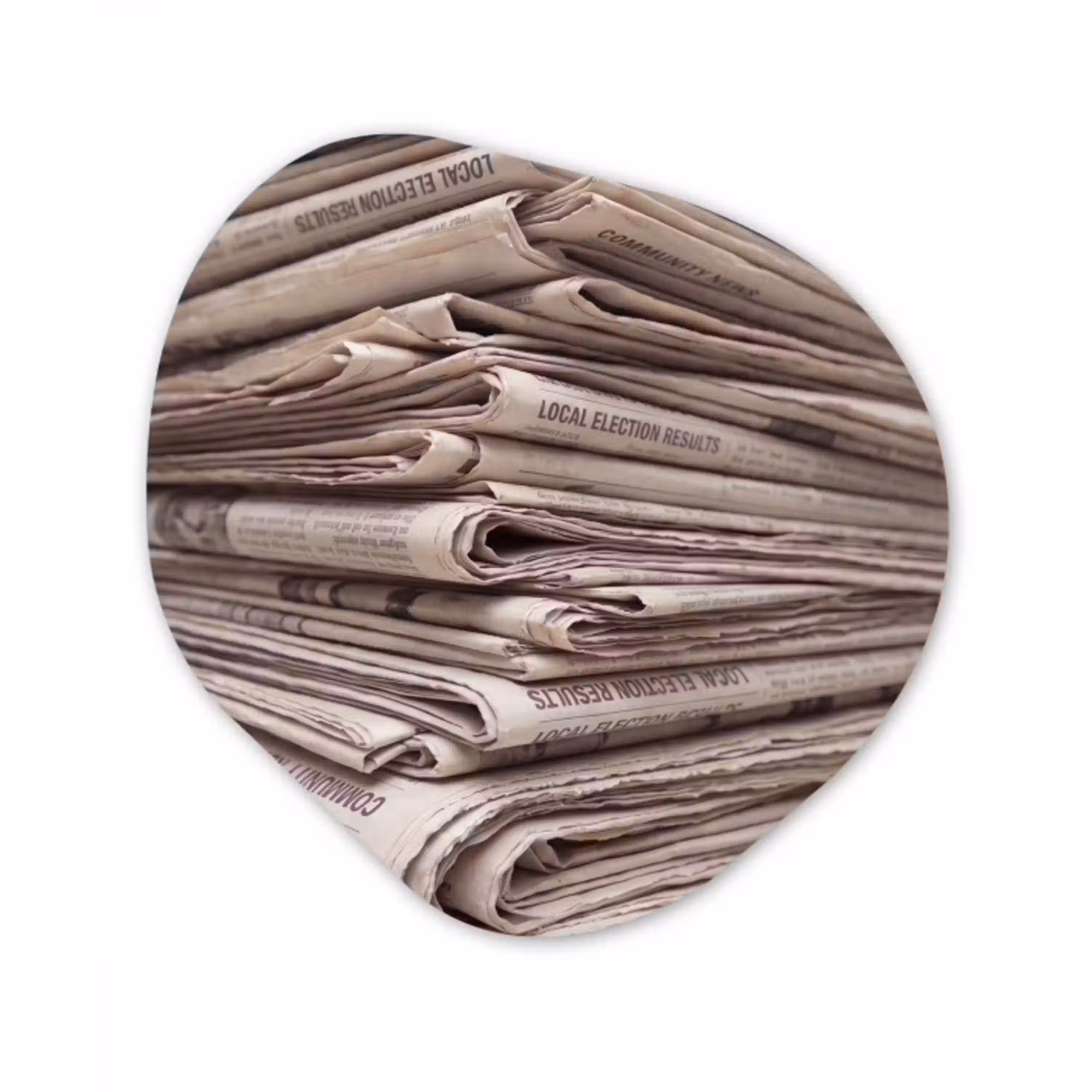 Kranten - Stapel - Nieuws - Vintage - Beige Wandcirkel Organisch Forex 3mm klein -3d
