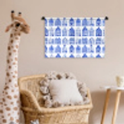 Patroon - Huizen - Blauw Wandkleed katoen klein 269 -wsfeer5_kind