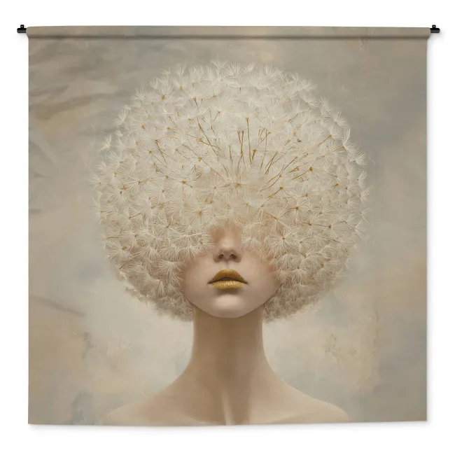 Wandkleed - Dromerig - Beige - Paardenbloemzaadjes