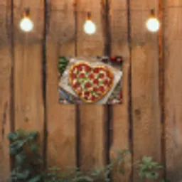 Pizza - Hart - Pepperoni - Tomaat tuinposter los doek klein -sfeer1