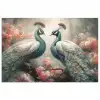 Pauwen - Pauwenveren - Vogels - Bloemen - Natuur poster papier klein -3d