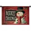Klassiek - Kerstgroet - Sneeuwpop - Rood Wandkleed katoen klein -zz3d