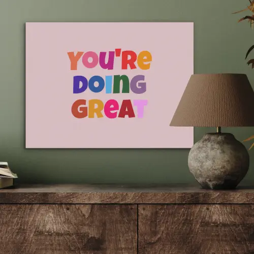 You're doing great - Roze - Kleurrijk PET vilt klein -sfeer2