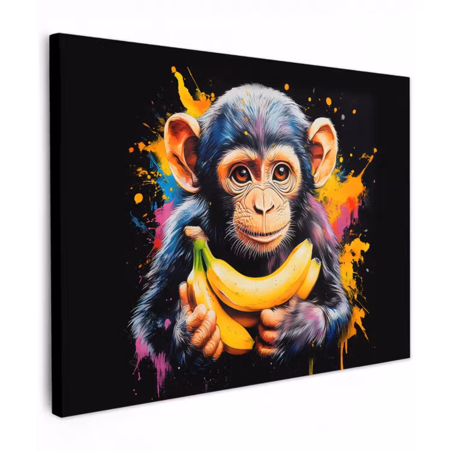 Leinwandbild - Affe - Graffiti - Farbenfroh - Bananen - Modern