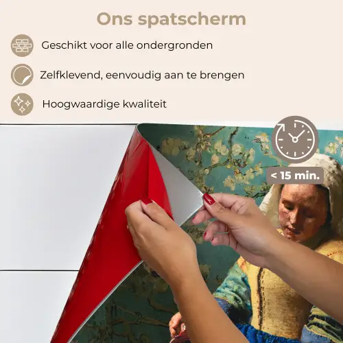 Melkmeisje - Amandelbloesem - Van Gogh - Vermeer - Schilderij - Oude meesters keuken achterwand spatscherm klein -spatscherm_NL