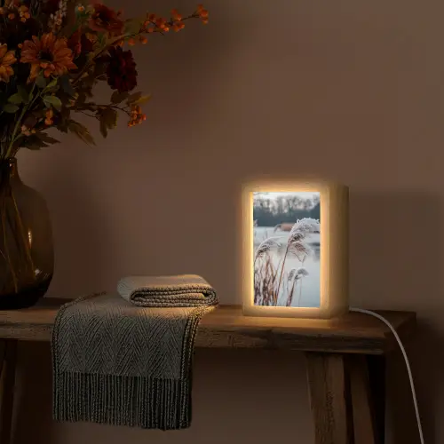 Riet - Gras - Natuur - Winter - Meer Light Box met kabel (Tafellamp) klein -sfeer4