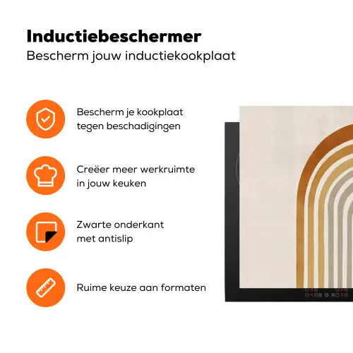 Minimalistisch - Boog - Lijnen - Beige Inductie beschermer vinyl 3mm klein -zzzzzzz-td-ups