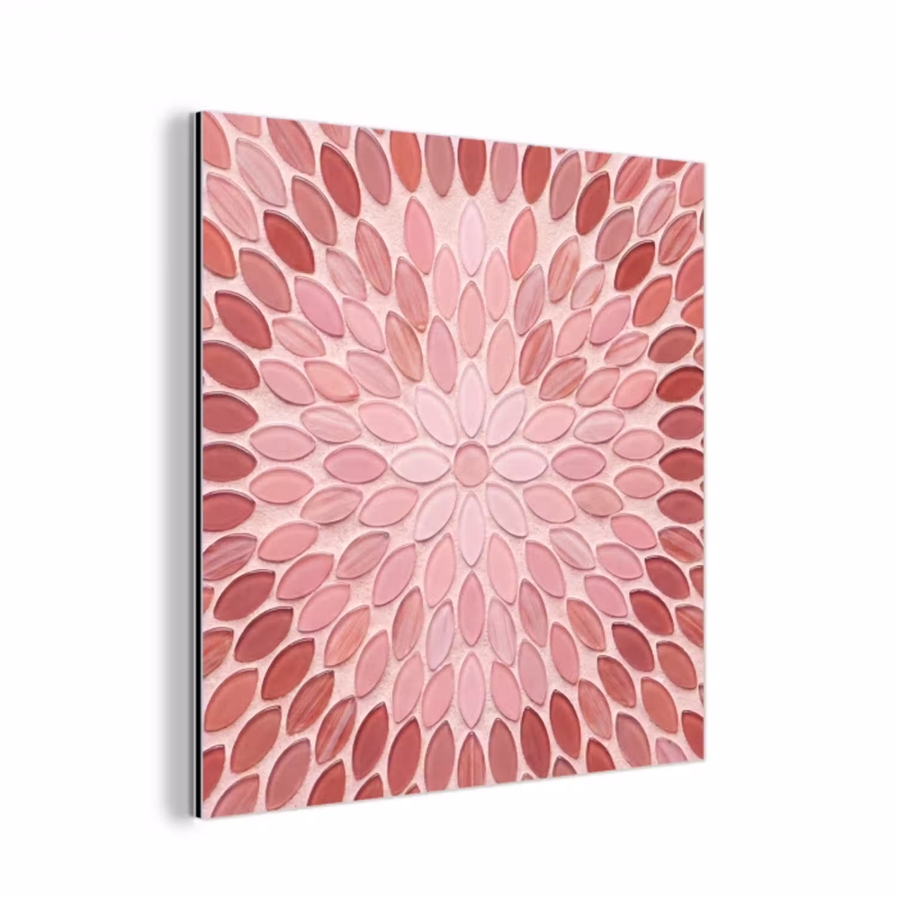 Patroon - Mozaïek - Ovaal - Abstract - Roze aluminium wit klein -3d