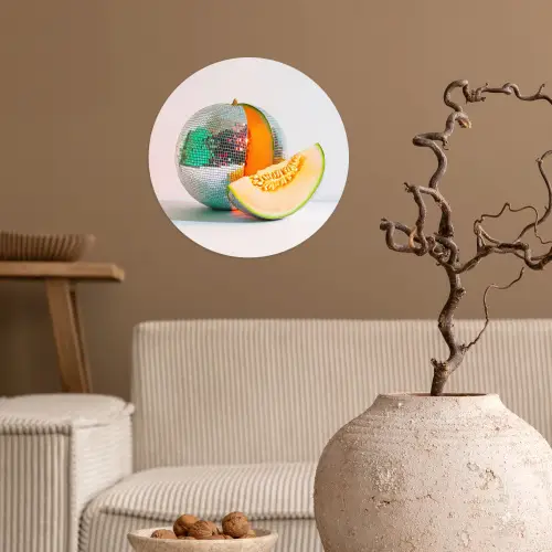 Disco - Discobal - Meloen - Pastel Wandcirkel behangsticker klein -sfeer1