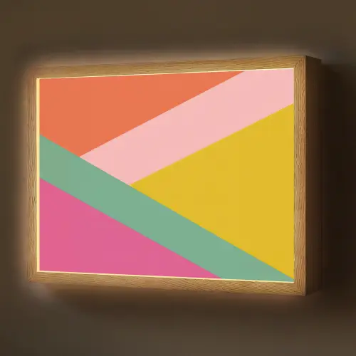 Driehoeken - Kleurrijk - Abstract Light Box met batterij (Wandlamp) middel -z3d_website