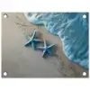 Zeesterren - Zand - Zee - Blauw tuinposter los doek klein -3d