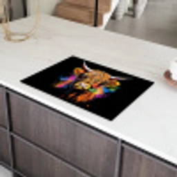 Schotse Hooglander - Graffiti - Kleurrijk - Bloem - Dieren Inductie beschermer vinyl 3mm klein -sfeer8