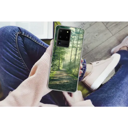 Bos - Pad - Zon - Bomen - Groen - Natuur Telefoonhoesje Samsung Galaxy S20 Ultra klein -handS20Ultra