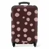 Diepbruine achtergrond met roze stippen NBS - Handbagage koffer - Kinderen Unisex middel -productfoto_recht