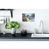 Sneeuwpop - Winterdorp - Kleurrijk Muursticker klein -keuken