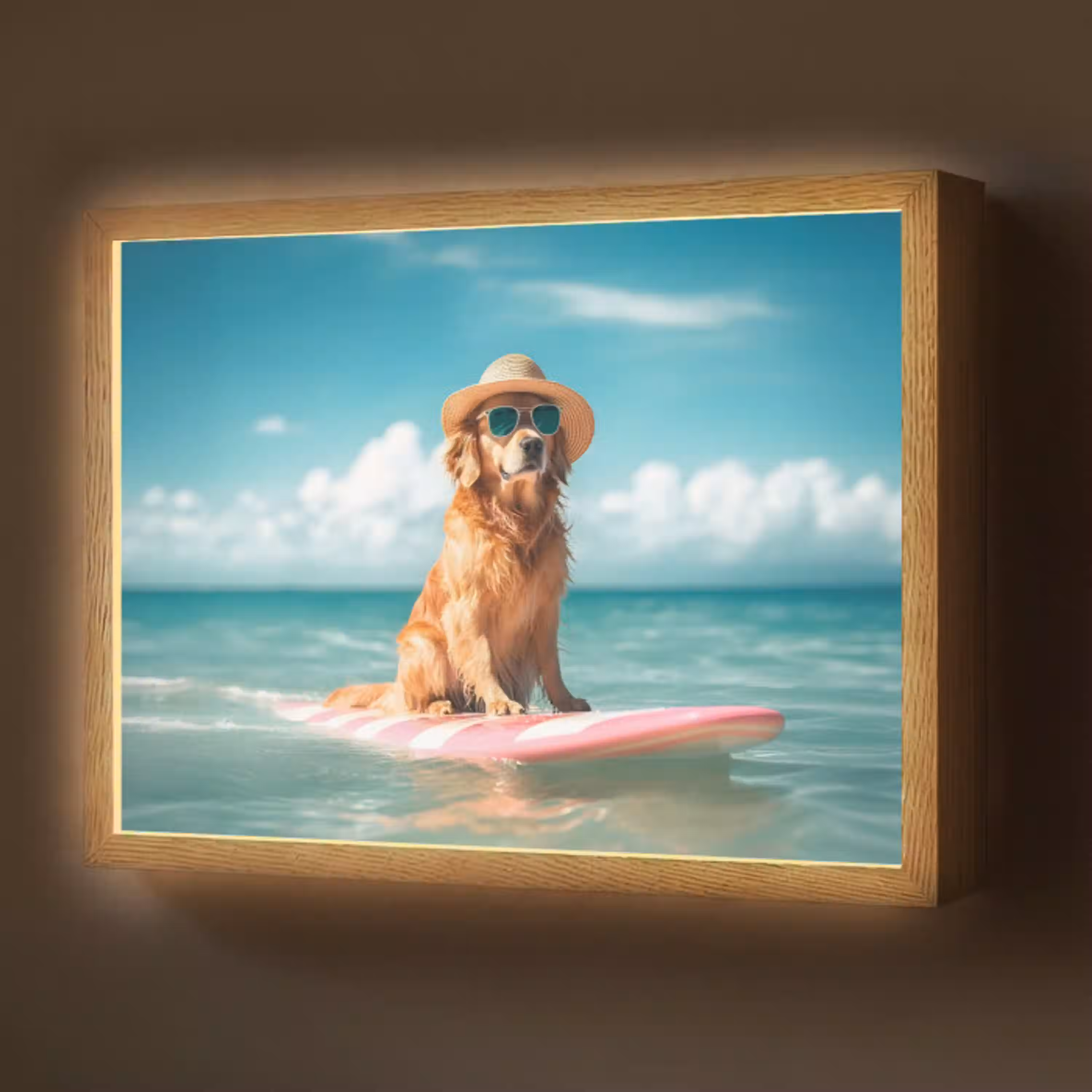 Zeewater - Hond - Golden retriever - Zonnebril Light Box met batterij (Wandlamp) middel -z3d_website