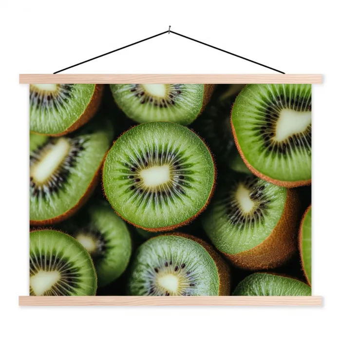 Kiwi - Fruit - Groen textielposter latten blank klein -3d