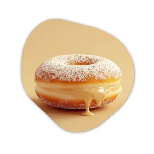 Donut - Romig - Poedersuiker - Beige Wandcirkel Organisch Aluminium middel -3d