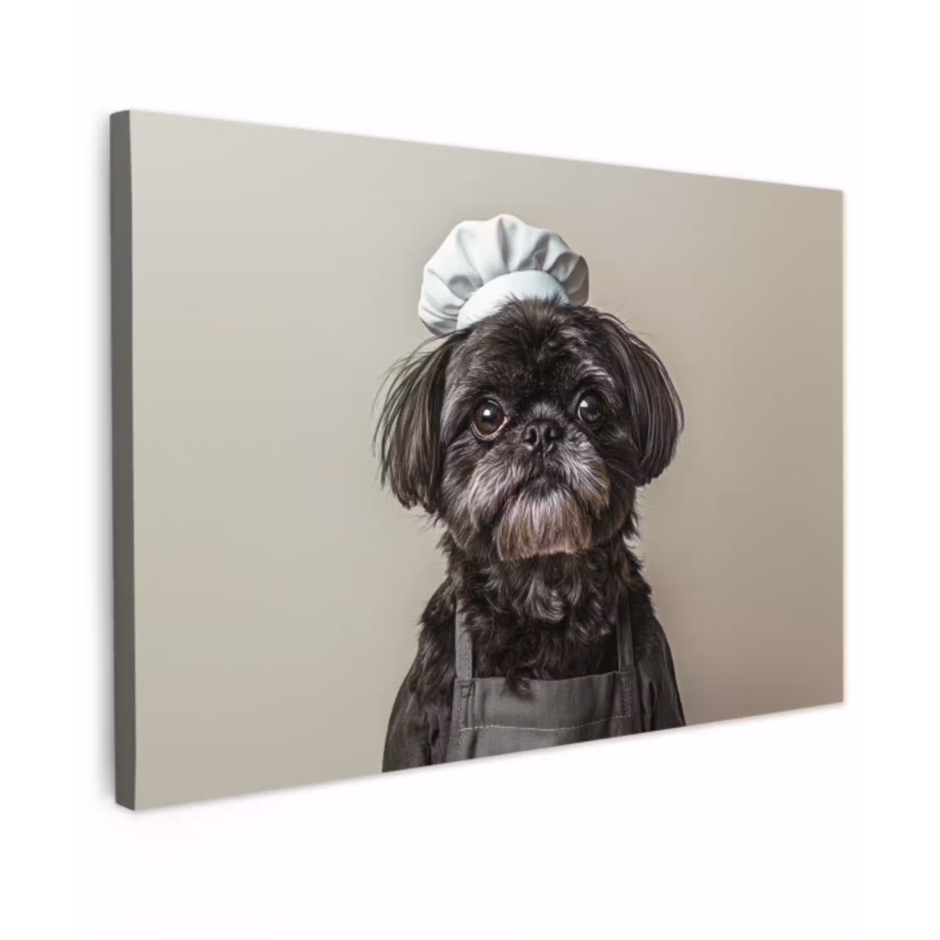 Kokskleding - Zwart - Hondje canvas 2cm klein -z3d