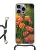 Bloemenveld - Zonnestralen - Oranje Hoesje iPhone 16 Pro Max met koord klein -3d