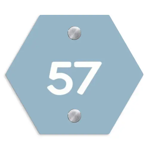 Effen - Lichtblauw - Traditioneel Naambord Hexagon klein -3d