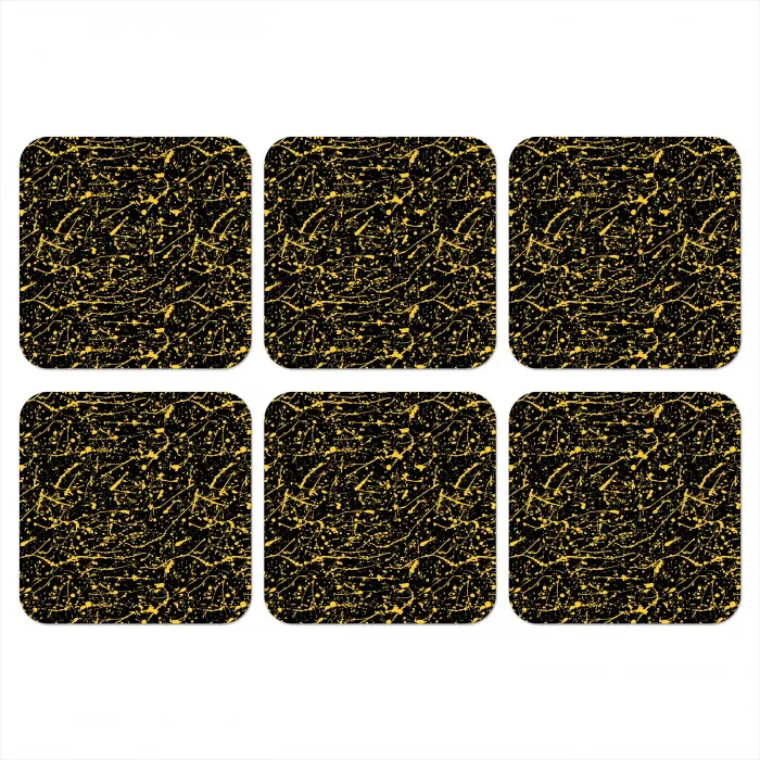 Spat - Waterverf - Geel - Zwart onderzetter kurk middel 366 -3d