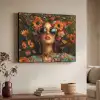 Vrouwen - Bloemen - Modern - Bril - Abstract Textielframe - compleet frame klein -sfeer3