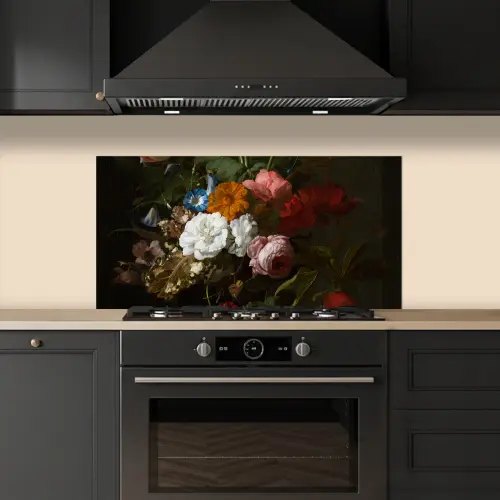 Vaas met bloemen - Schilderij van Rachel Ruysch keuken achterwand spatscherm middel -sfeer1