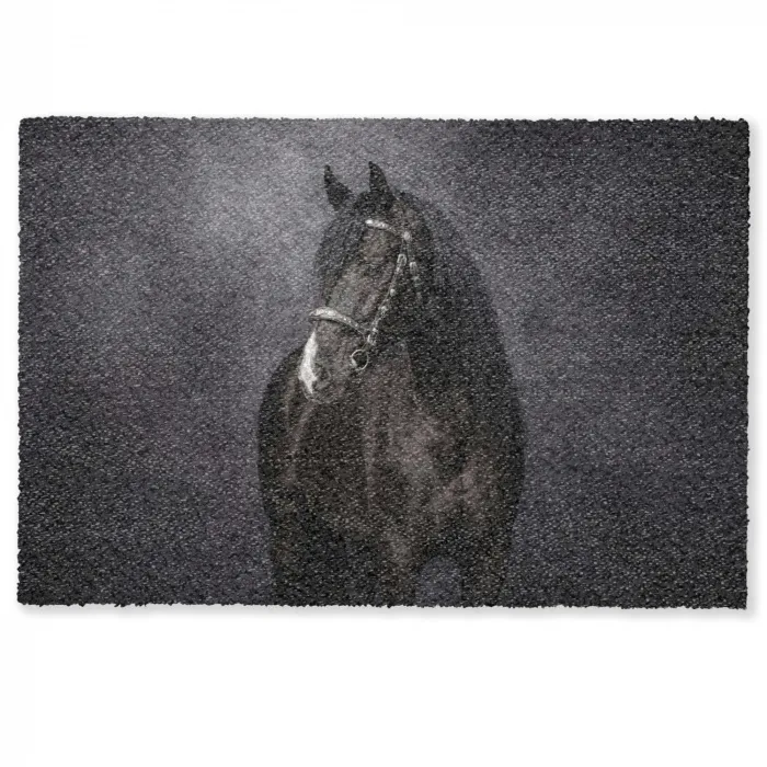 Portret - Paard - Zwart Deurmat klein -zkaufland3d