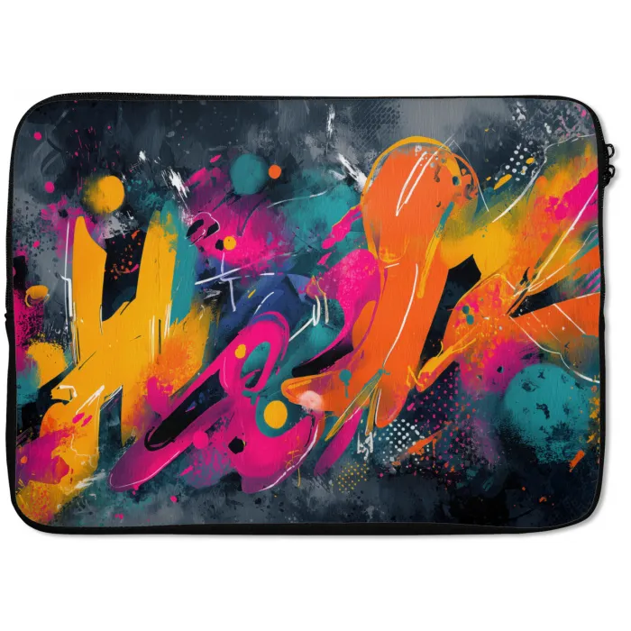 Abstract - Graffiti - Kleurrijk - Verfspatten laptophoes neopreen klein -zkaufland3dotto