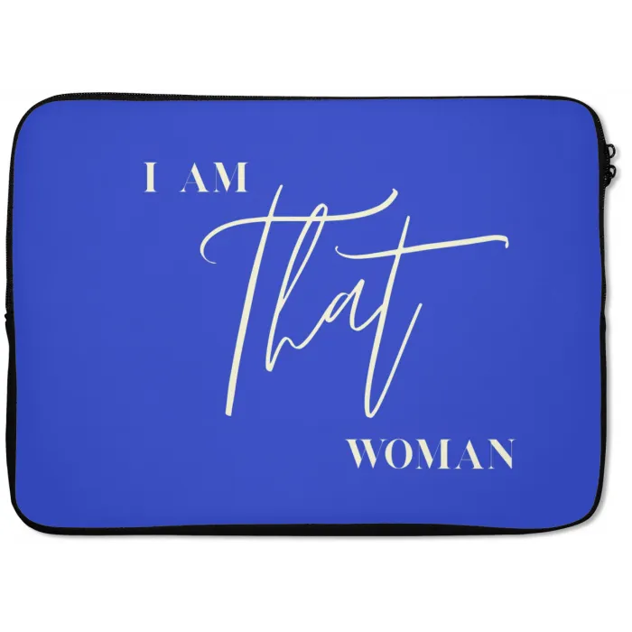 Blauw - I am that woman - Sierlijk - Minimalistisch laptophoes neopreen klein -zkaufland3dotto