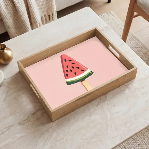 Watermeloen - Ijsje - Pitjes - Rood Dienblad Rechthoek middel -sfeer1