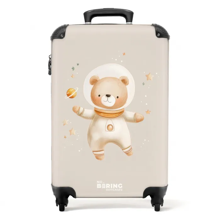 Beige ruimtebeer zweeft tussen sterren NBS - Handbagage koffer - Kinderen Unisex middel -productfoto_recht