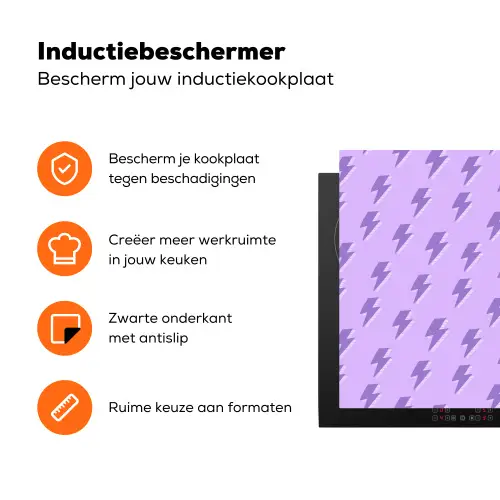 Bliksem - Paars - Lila Inductie beschermer vinyl 3mm klein 276 -zzzzzzz-td-ups