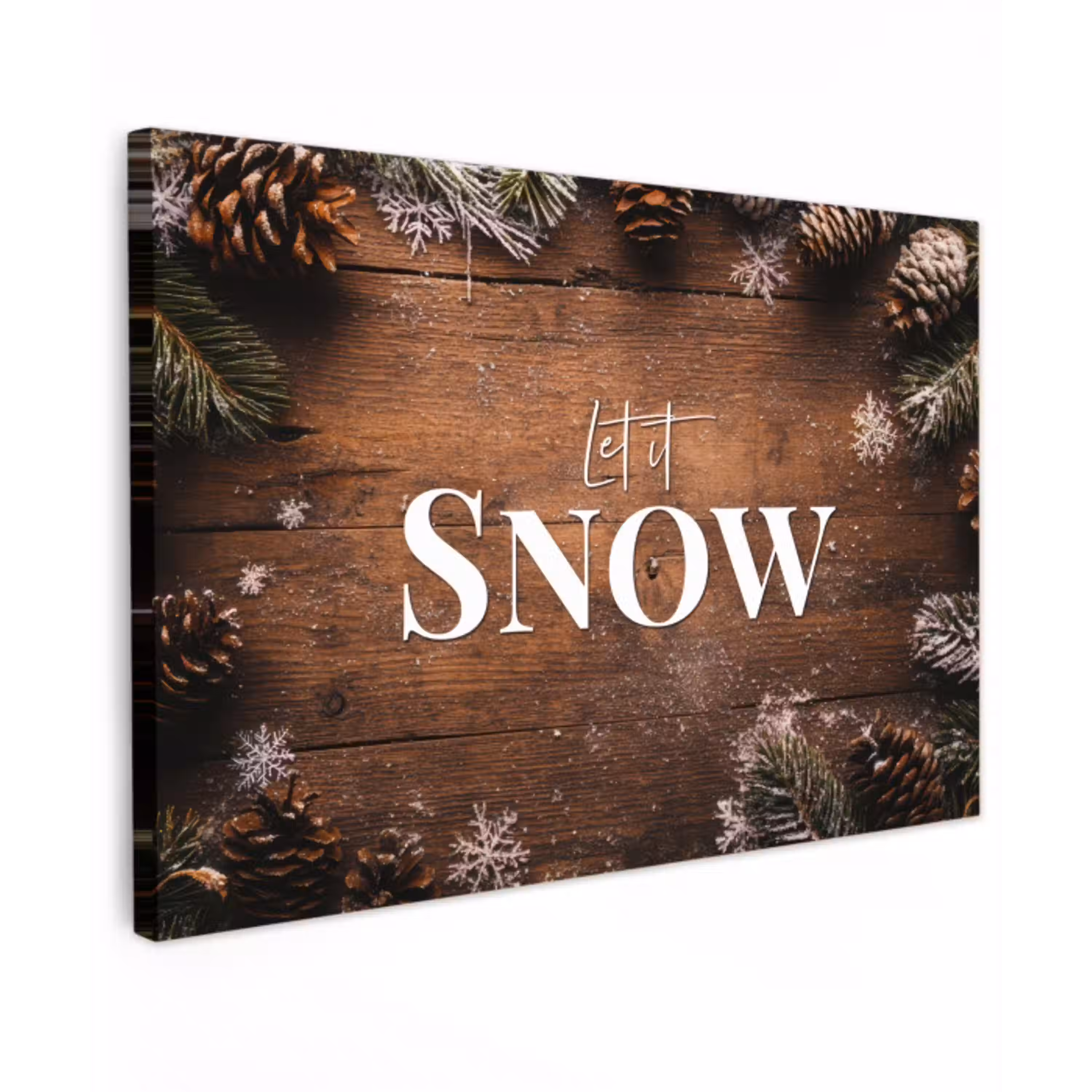 Sneeuw - Houtlook - Quote - Let it snow canvas 2cm klein -z3d