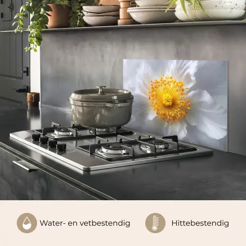 Wit - Bloem - Elegant keuken achterwand spatscherm klein -usp_NL