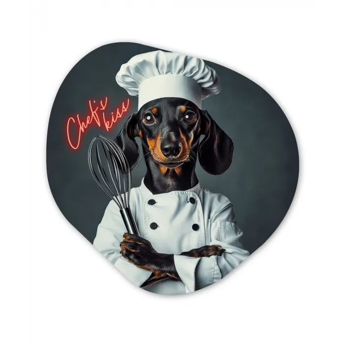Quote - Neon - Hond - Kokskleding Wandcirkel Organisch Forex 3mm klein -3d